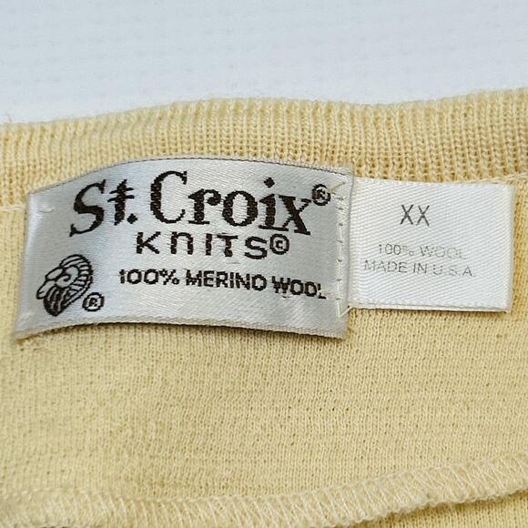 St Croix Knits Cardigan Sweater Mens 2XL Beige 100% Merino Wool Gold Buttons USA - Picture 3 of 14
